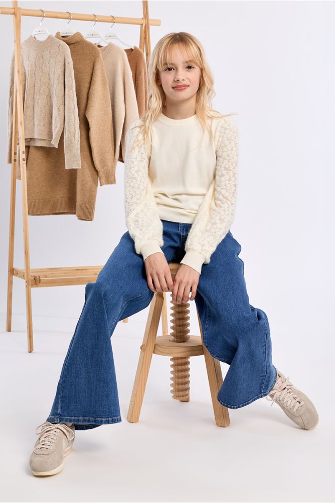 Pull en maille, manches fantaisie