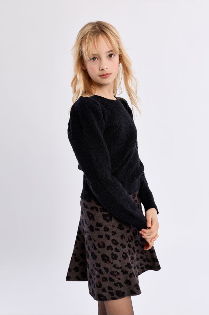 Knitted sweater, gathered shoulders