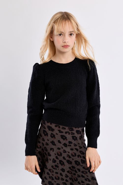 Knitted sweater, gathered shoulders