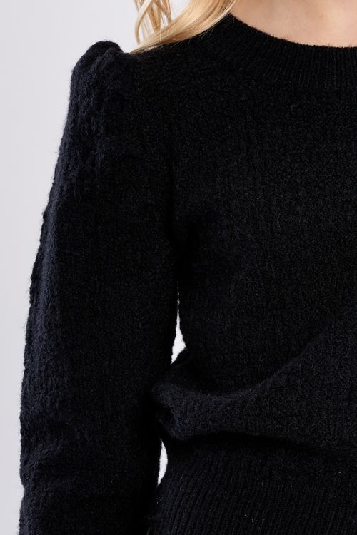 Knitted sweater, gathered shoulders