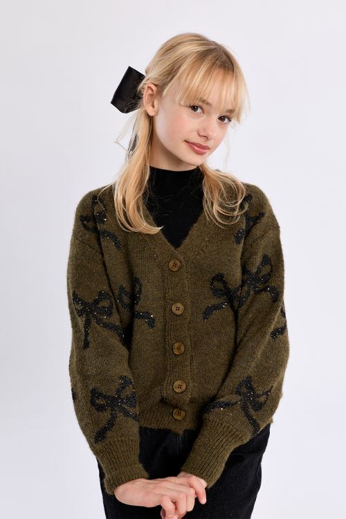 Cardigan with buttoned bows