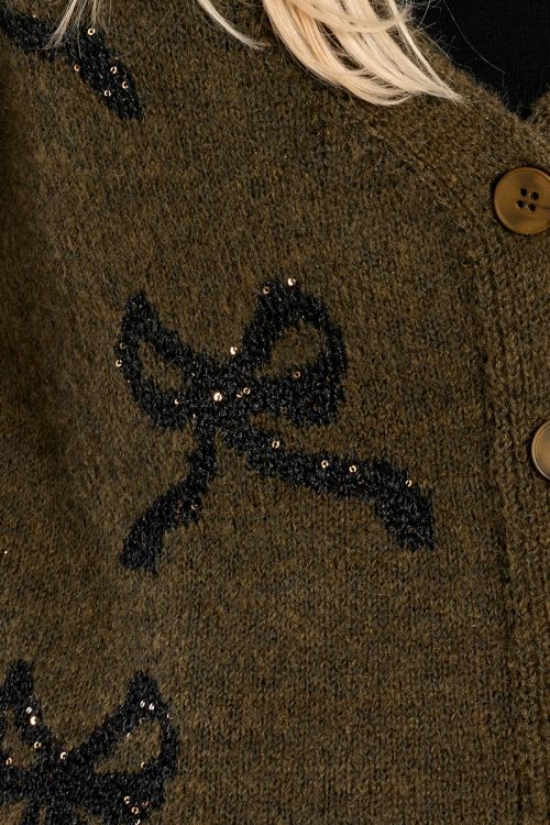 Cardigan with buttoned bows