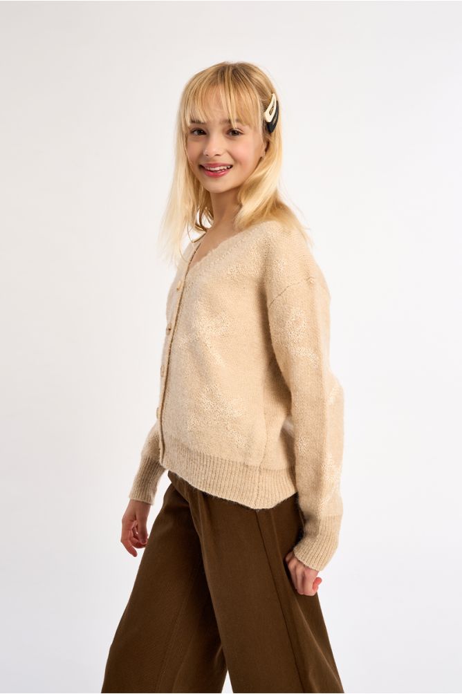 Cardigan with buttoned bows