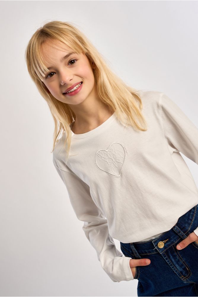 Long-sleeved T-shirt, lace detail