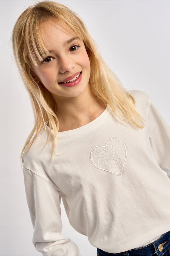 Long-sleeved T-shirt, lace detail