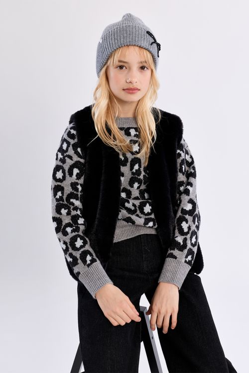 Veste sans manches en fausse fourrure