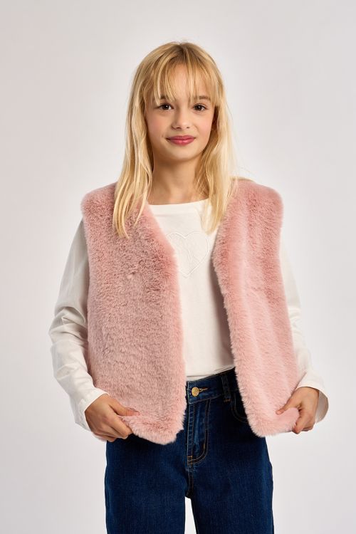 Veste sans manches en fausse fourrure