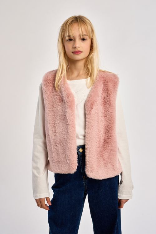 Veste sans manches en fausse fourrure
