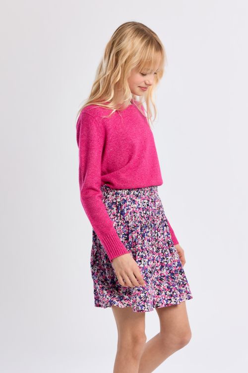 Short ruffled skirt, floral pattern