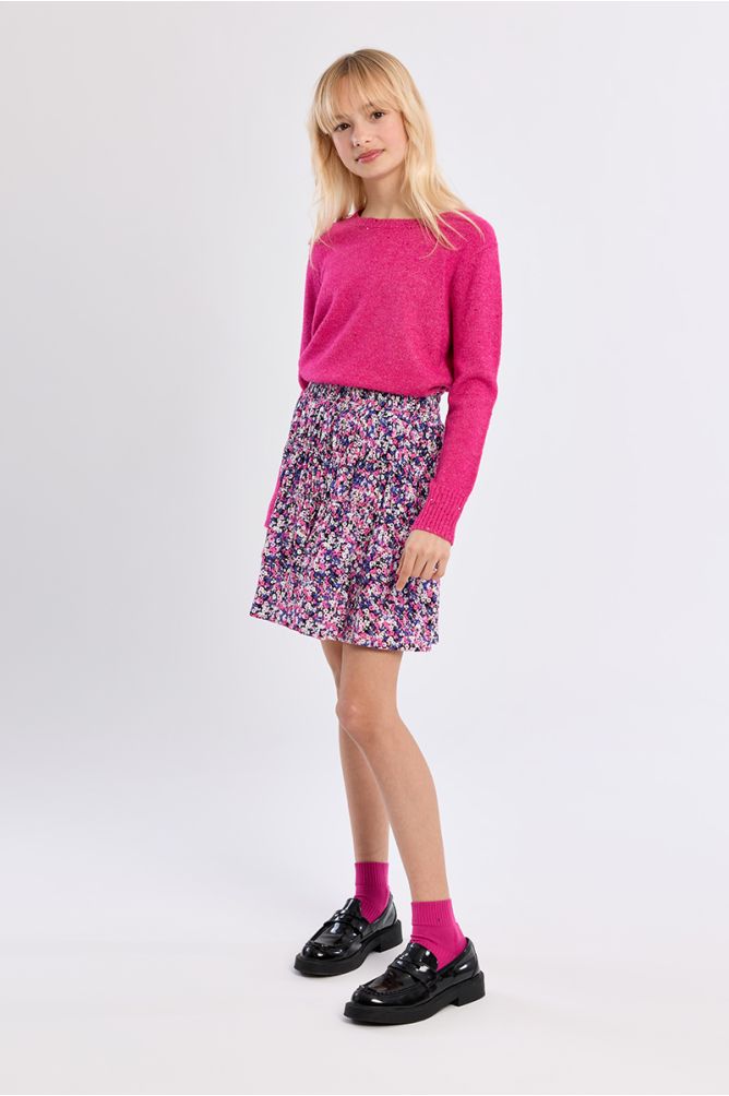 Short ruffled skirt, floral pattern