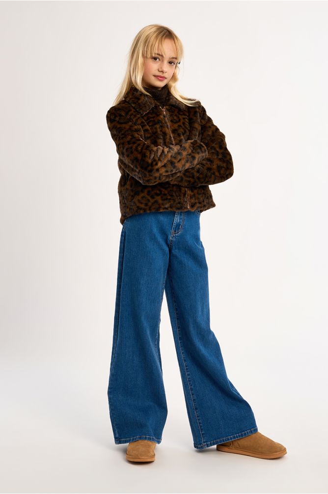 Faux fur zip-up jacket