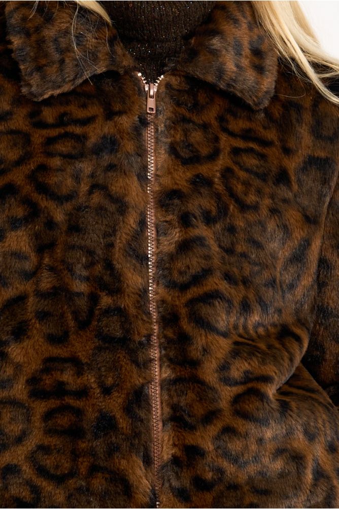 Faux fur zip-up jacket