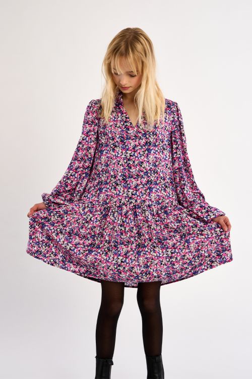 Ruffled dress, floral pattern