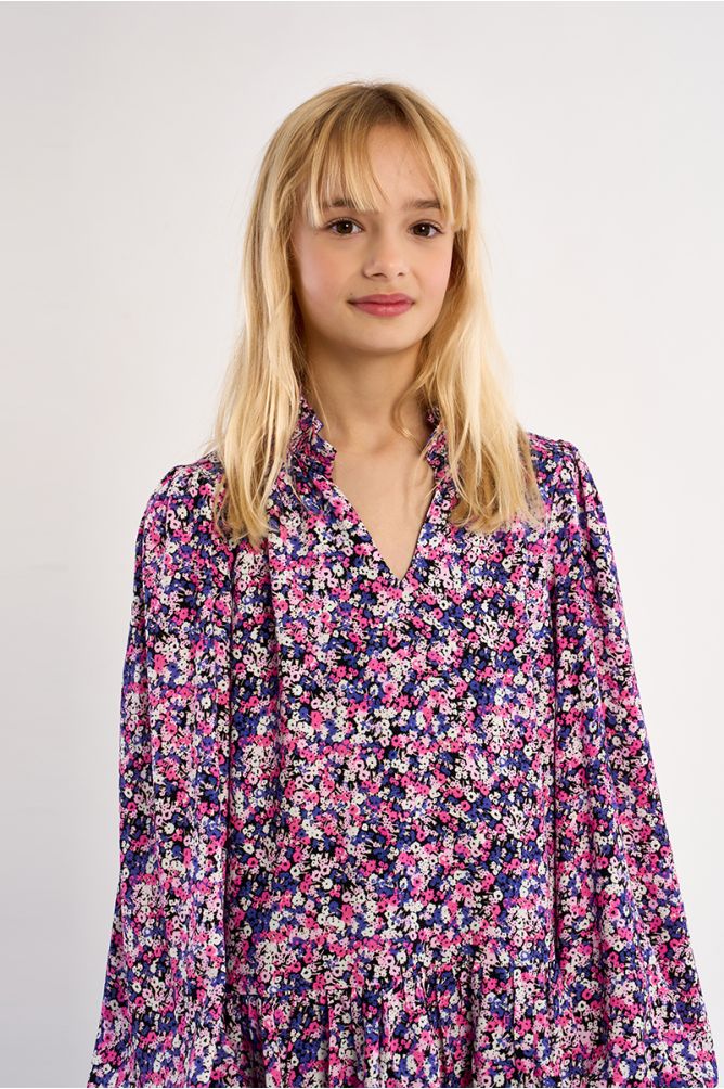 Ruffled dress, floral pattern