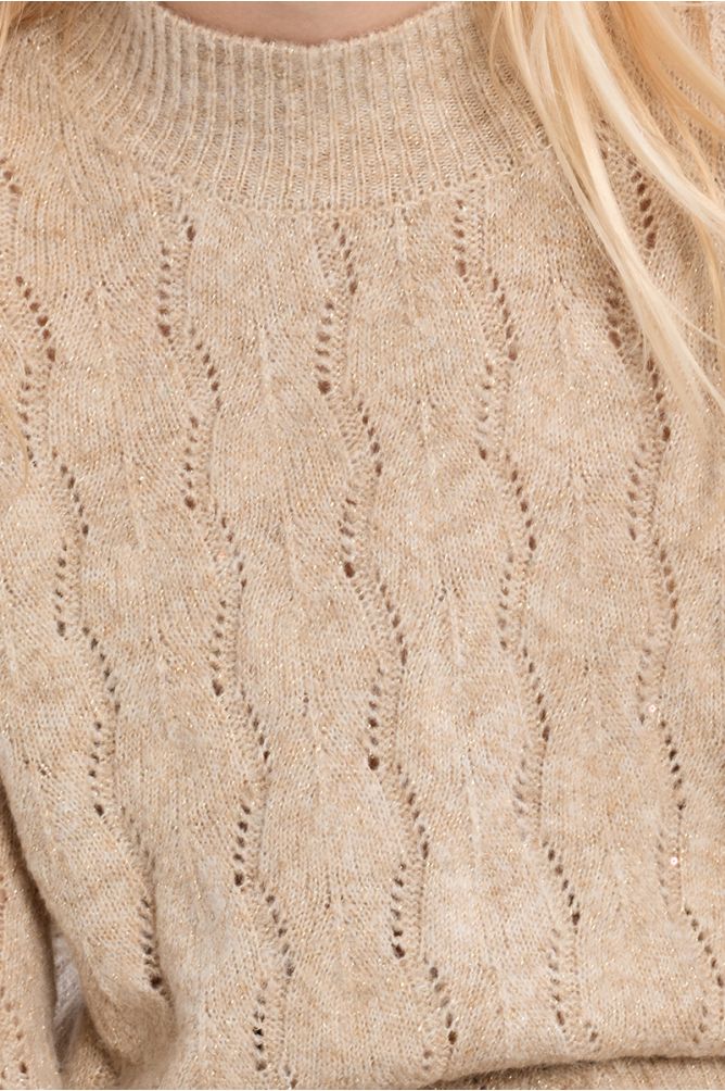 Pull en maille ajouré, col montant