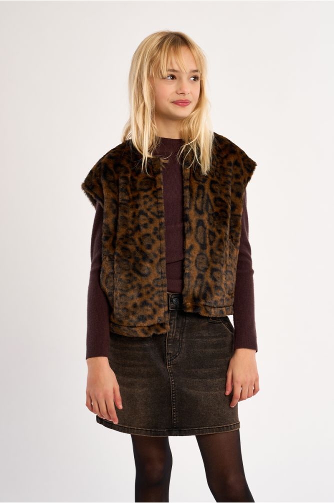 Veste sans manches en fausse fourrure