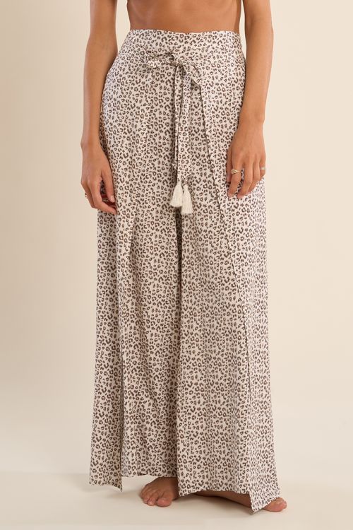 Pantalon fluide, imprimé léopard