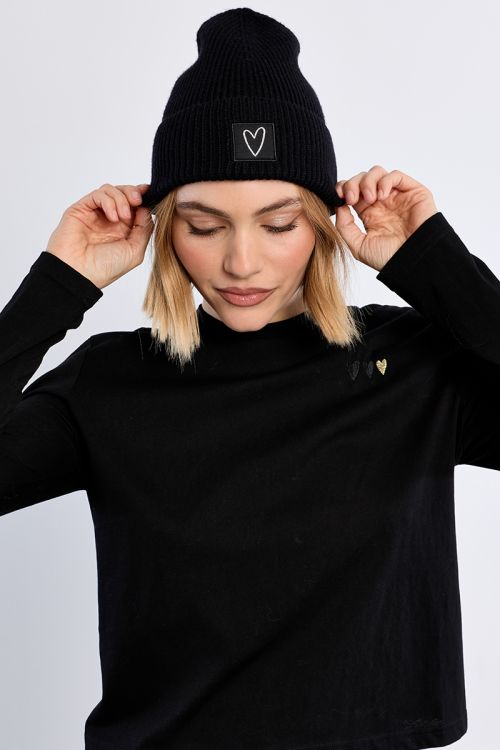 Bonnet en maille, patch Cœur