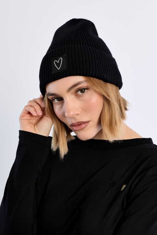 Bonnet en maille, patch Cœur