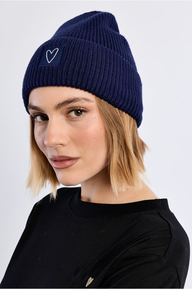 Bonnet en maille, patch Cœur