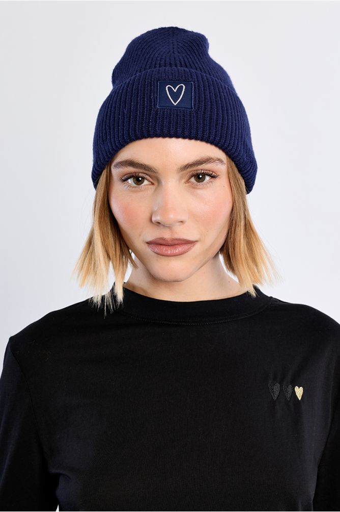 Bonnet en maille, patch Cœur