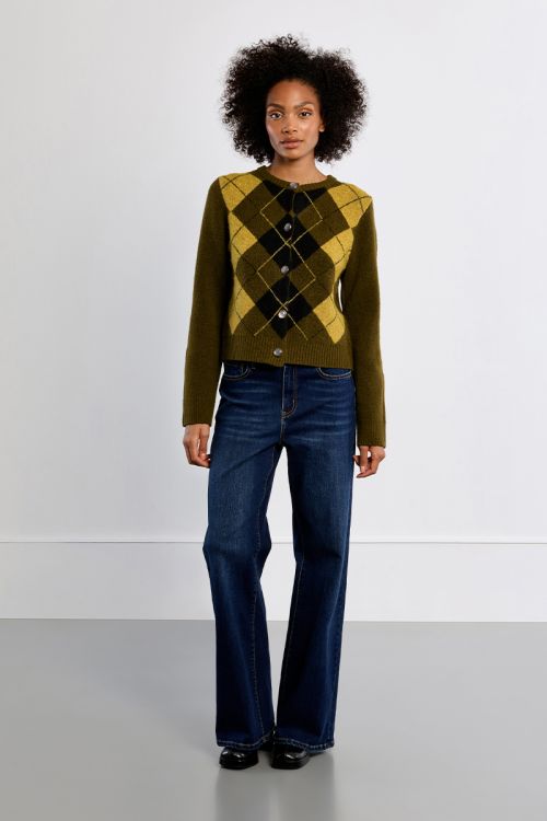 Knit cardigan, checked