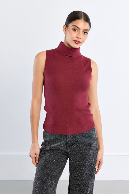 Thin sleeveless turtleneck