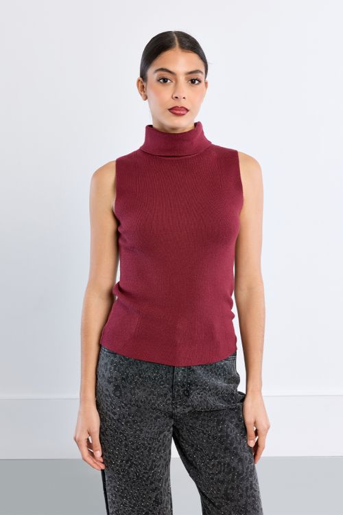 Thin sleeveless turtleneck