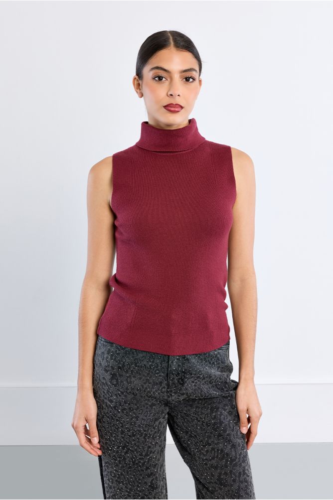 Top de manga sisa y cuello alto