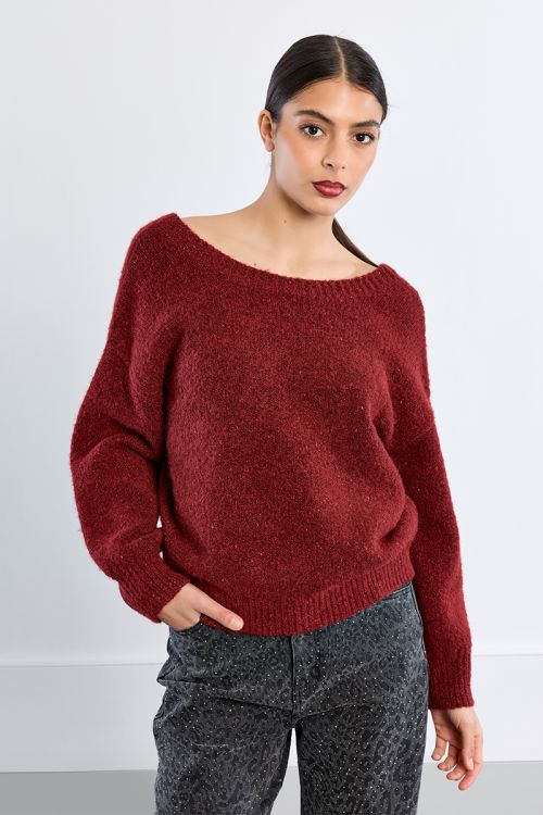 Sequined knit sweater, halter