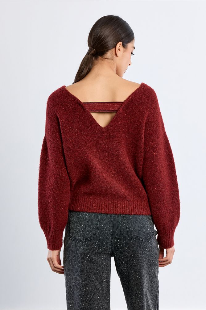 Pull en maille pailletée, dos nu