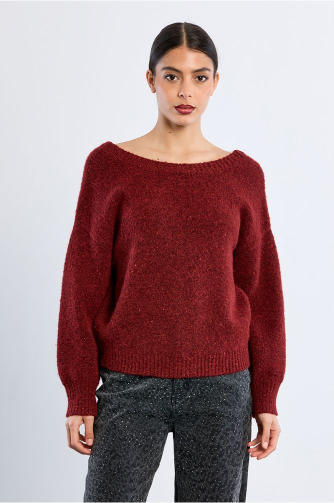 Sequined knit sweater, halter