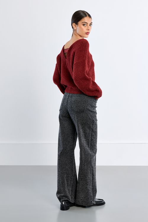 Sequined knit sweater, halter