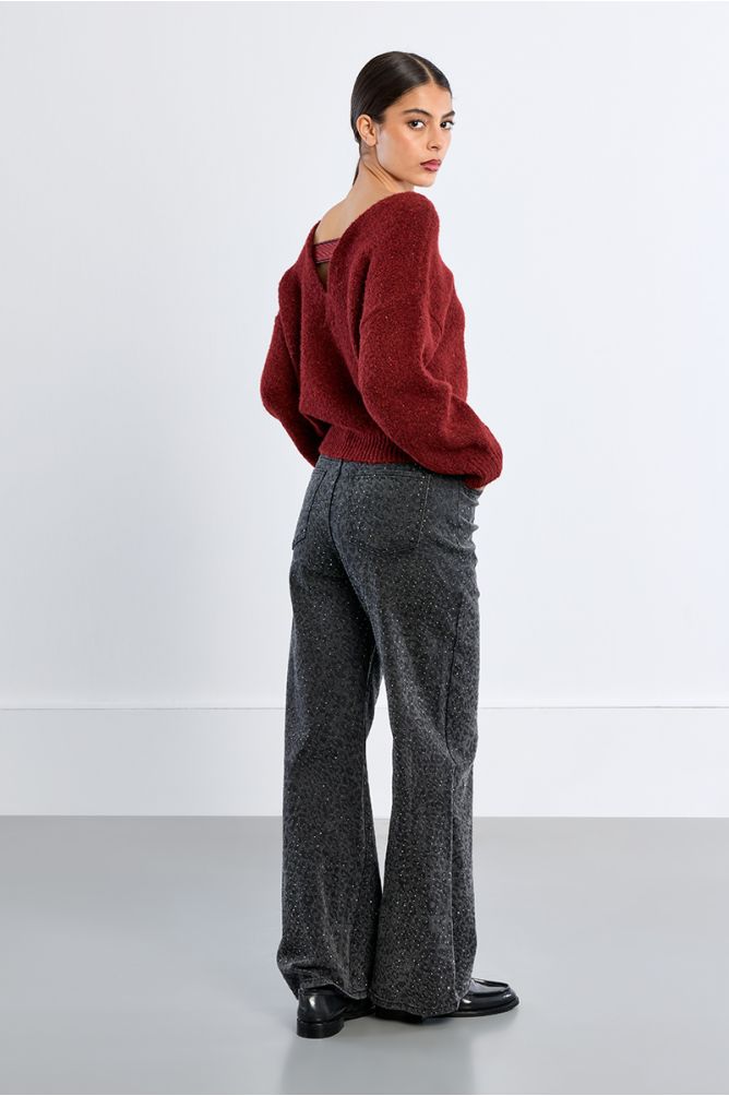 Pull en maille pailletée, dos nu