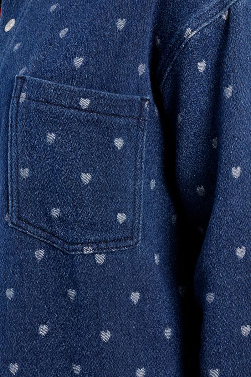 Cotton overshirt, topstitched with hearts