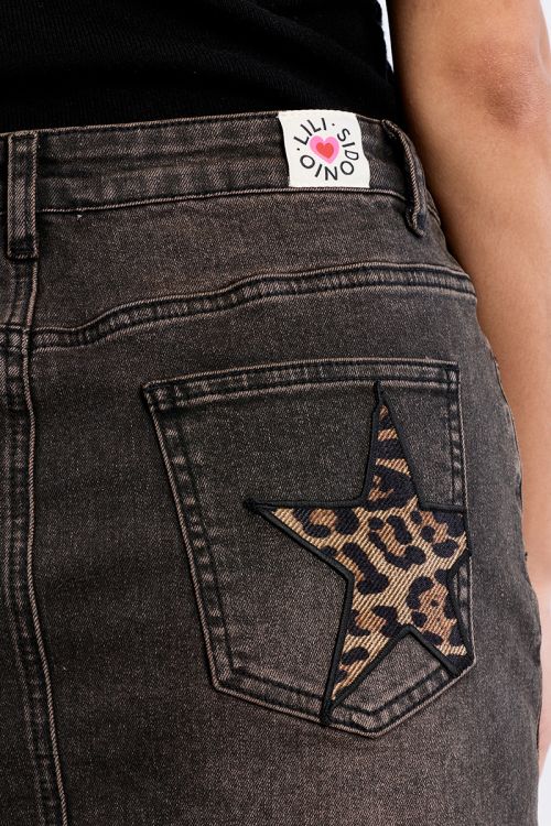 Minigonna in denim con toppe a stella - Lili Sidonio