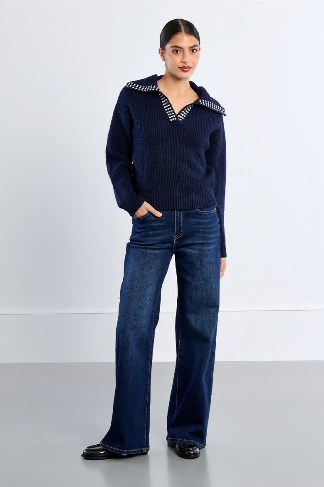 Pull en maille, col clouté