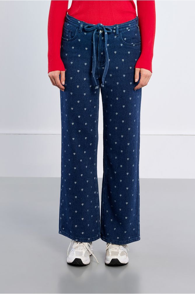 Pantalon en coton, à cœurs