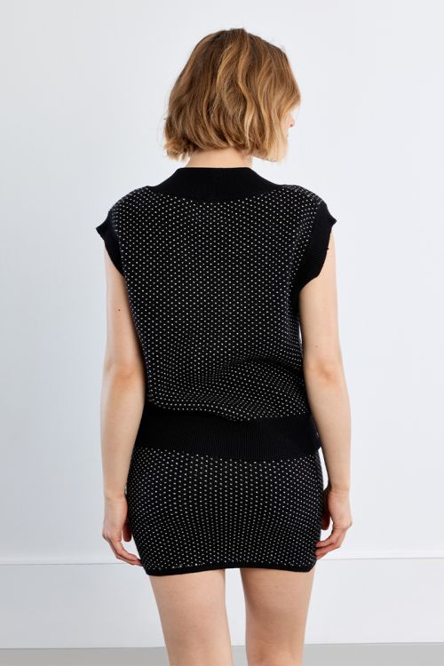Pull sans manches, à pois