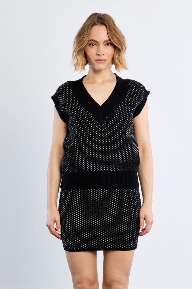Pull sans manches, à pois