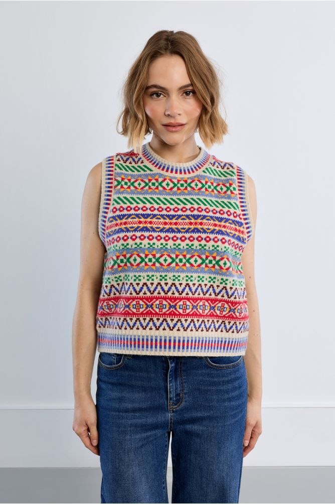 Sleeveless sweater, Tybetan pattern