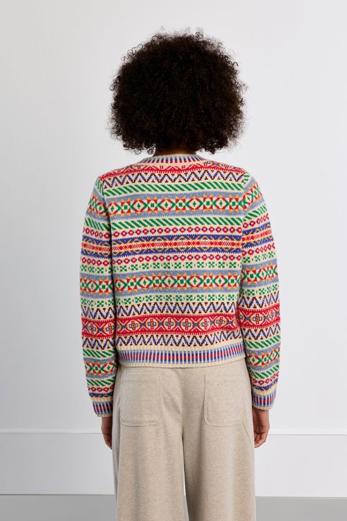 Cardigan en maille, motif tybétain