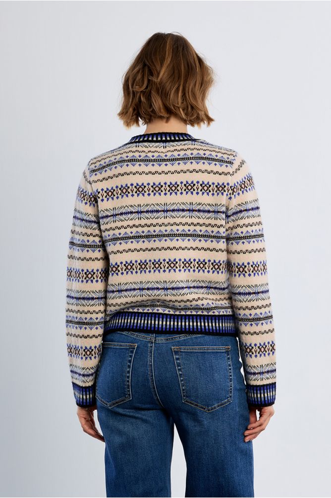 Cardigan en maille, motif tybétain