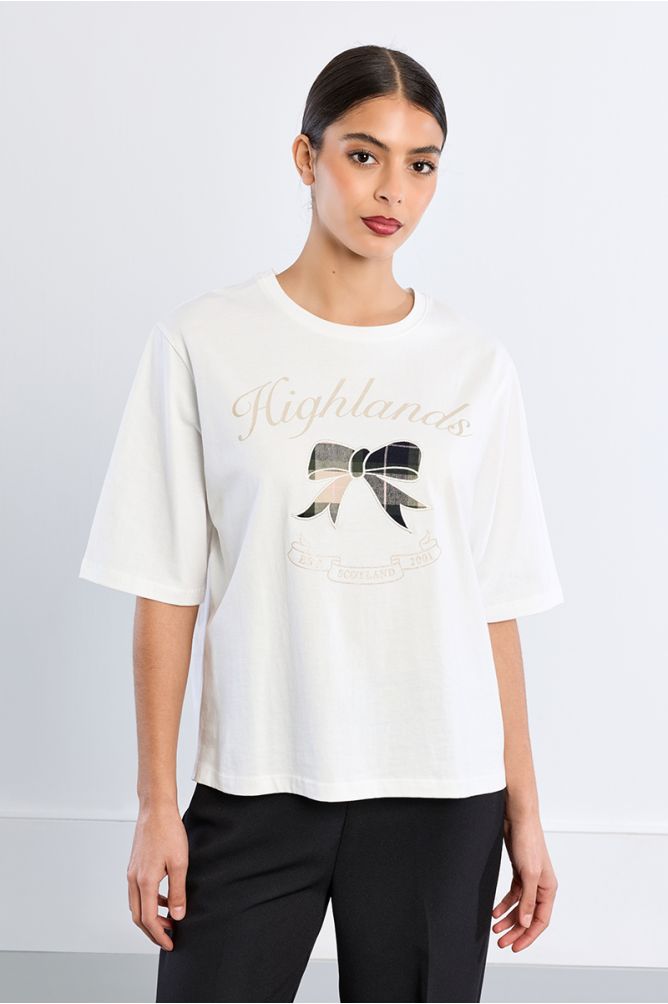 Oversized cotton T-shirt, embroidered