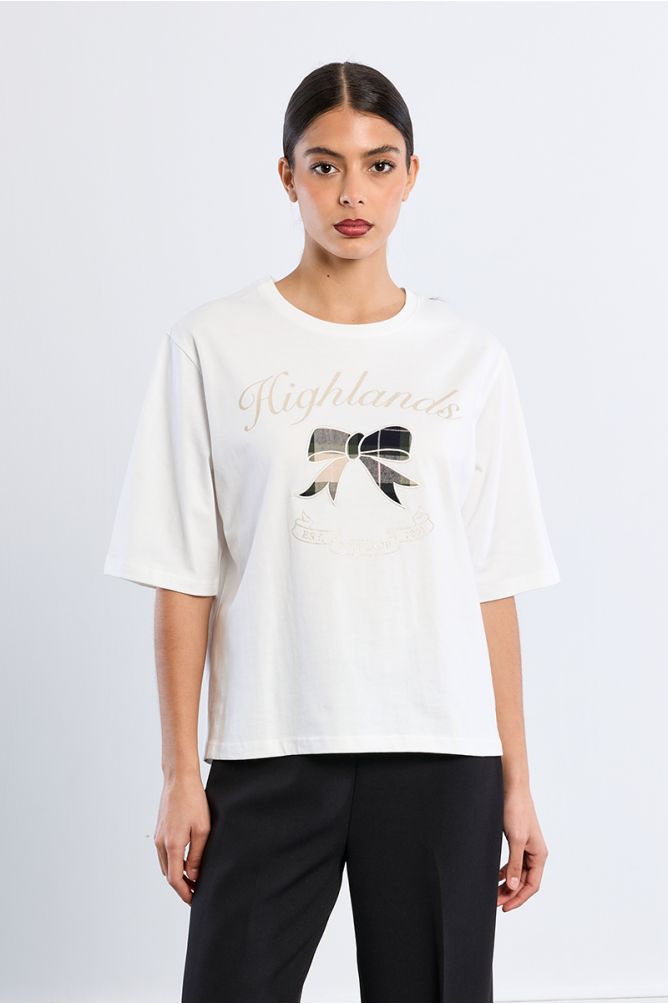 Oversized cotton T-shirt, embroidered