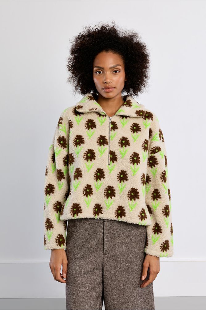 Floral sweatshirt, sheepskin