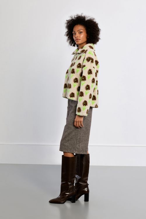 Sweat-shirt à fleurs, moutonné