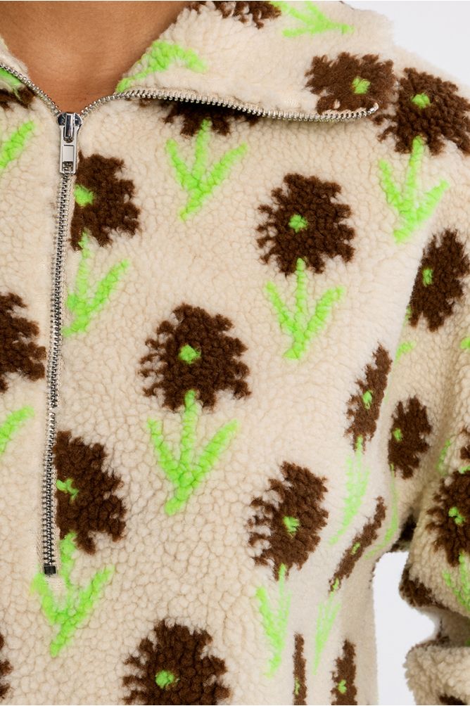 Sudadera de borreguito estampado flores