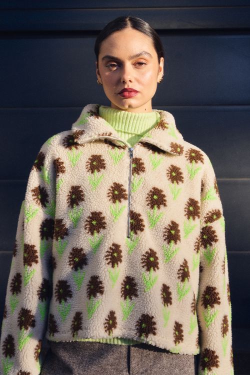 Floral sweatshirt, sheepskin