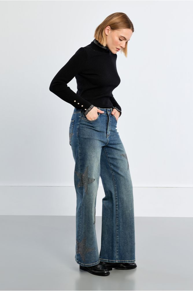 Pantalón vaquero estampado estrellas